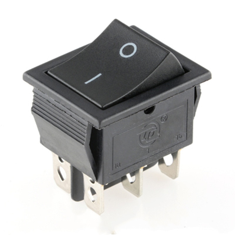 Dpdt  6pin on-on (2 pos.) interruptor basculante negro 15amp.  