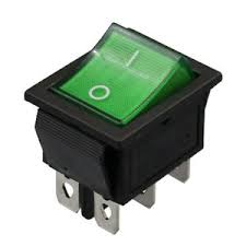 Dpdt  6pin on-on (2 pos.) interruptor basculante verde con luz 15amp.  