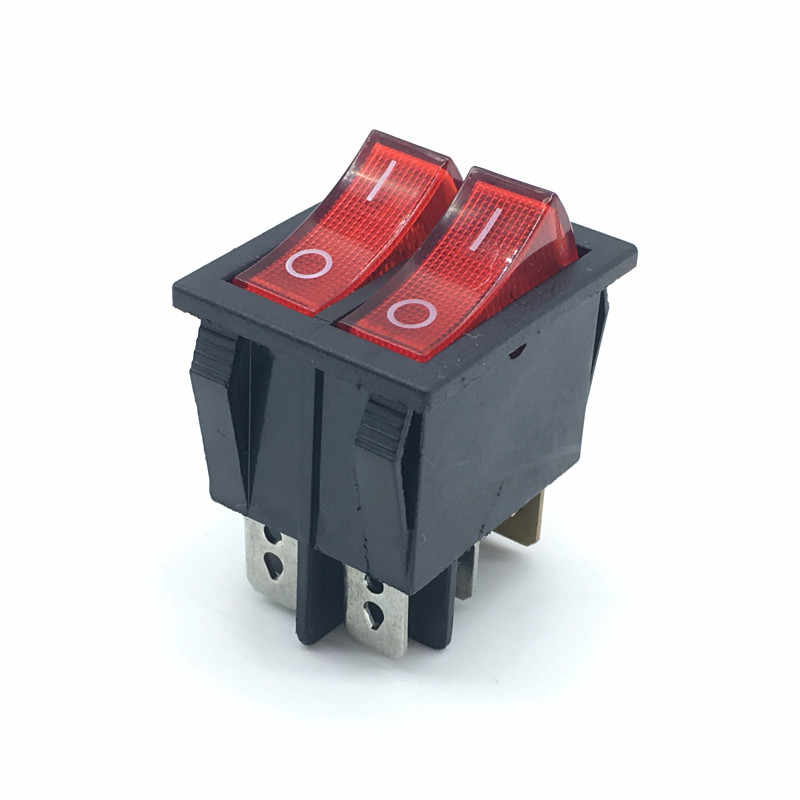 Kcd4 6pin on-on (2 pos) interruptor dual basculante rojo con luz