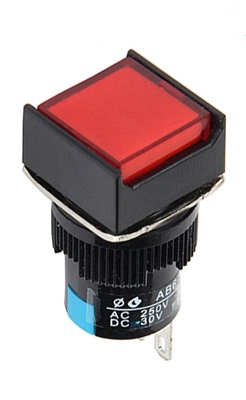 La16f pulsador cuadrado con luz rojo 16mm 24vdc