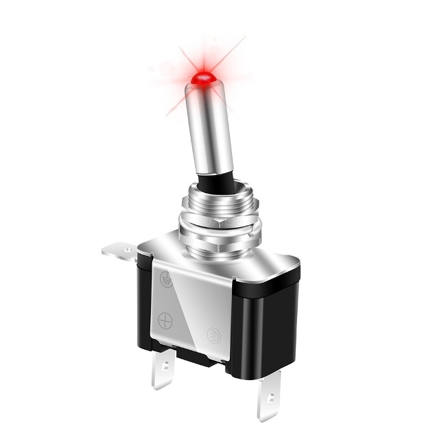 Asw-07d interruptor palanca con luz roja 12v/20amp. ip44  