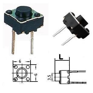 (l:6.0mm) pulsador de tacto 6x6mm 2 patillas 