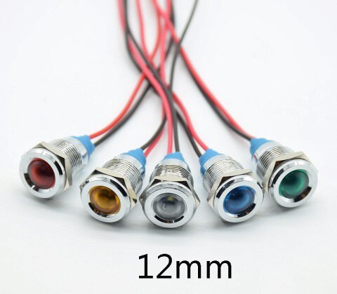 Indicador led verde 12vdc, ip65, ø:12mm