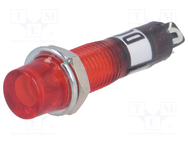 Piloto indicador rojo 12vdc, ø:7.5mm, ip20