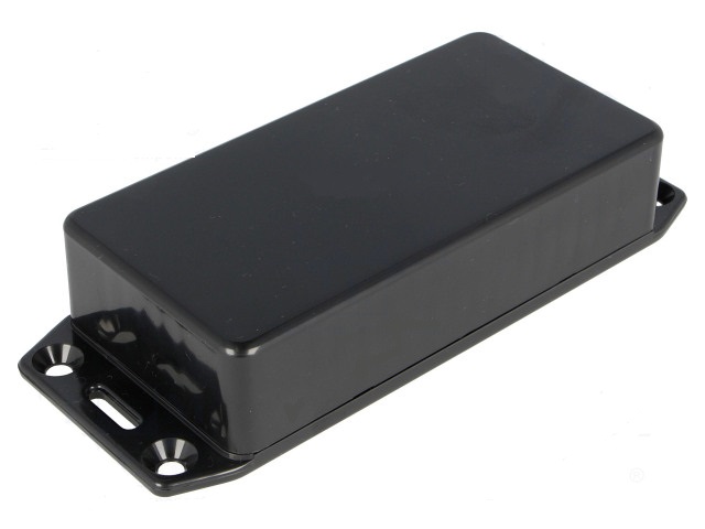 Caja experimental negra 50x100x25mm con aletas (hammond)