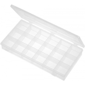 Caja para componentes, 3 cierres, 18 comp., transparente, 275x185x40mm