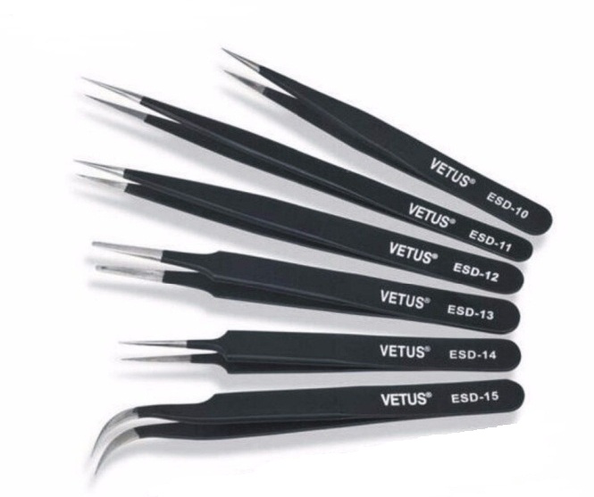 Kit 6 pinzas antiestaticas de precision