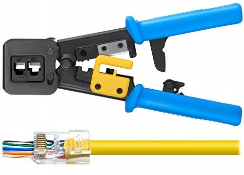 Crimpadora/tenaza rj45 6/8v  para conectores de cable pasante
