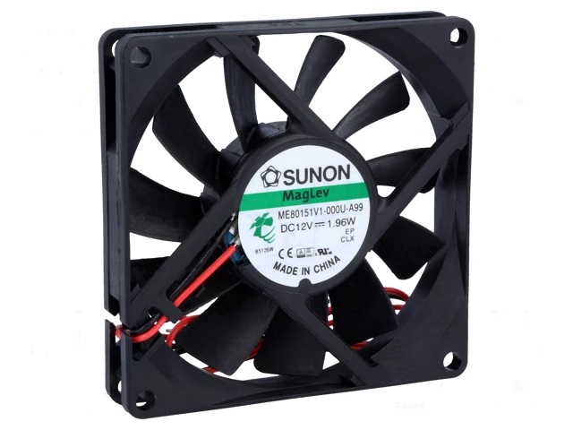 80x80x15mm dc12v ventilador friccion 63m3, 35db, 1.96w (sunon)