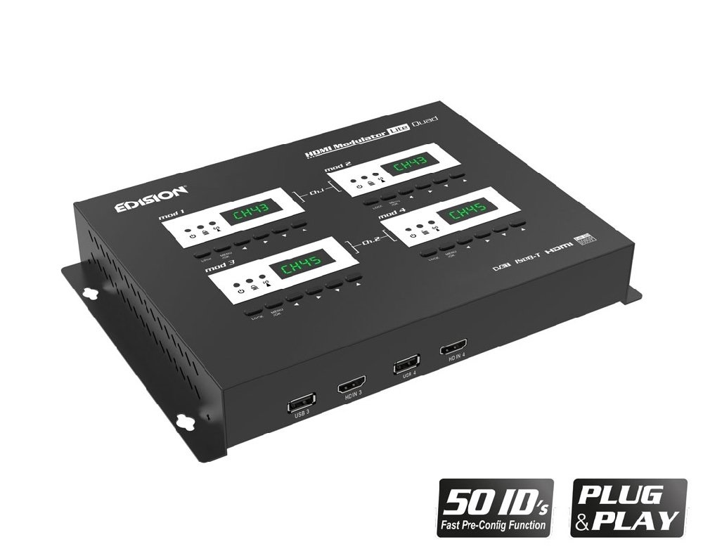 Quad modulador digital rf  hdmi full hd a dvb-t 1080p