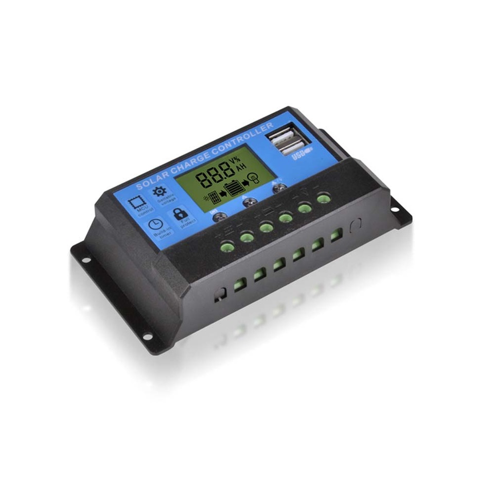 Regulador pwm de carga para panel solar 10amp./12~24v 2x usb