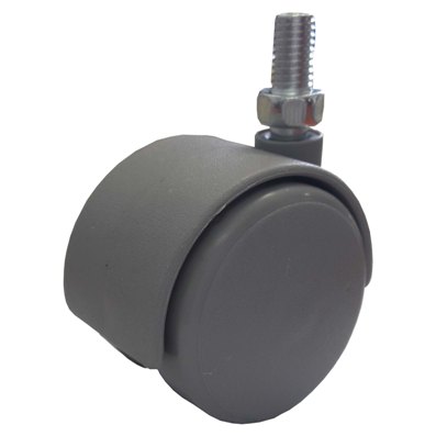 Rueda polipropileno gris giratoria 45mm eje:8mm 25kg