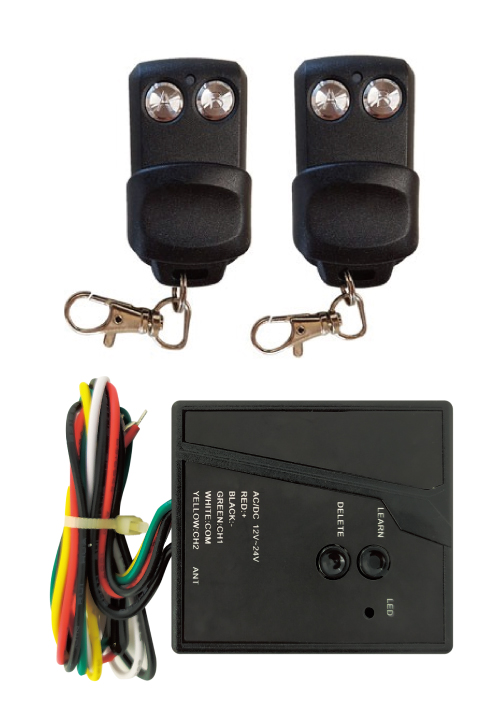 Kit receptor 433mhz  y 2 mandos  (2 canales) 12-24v ac/dc 
