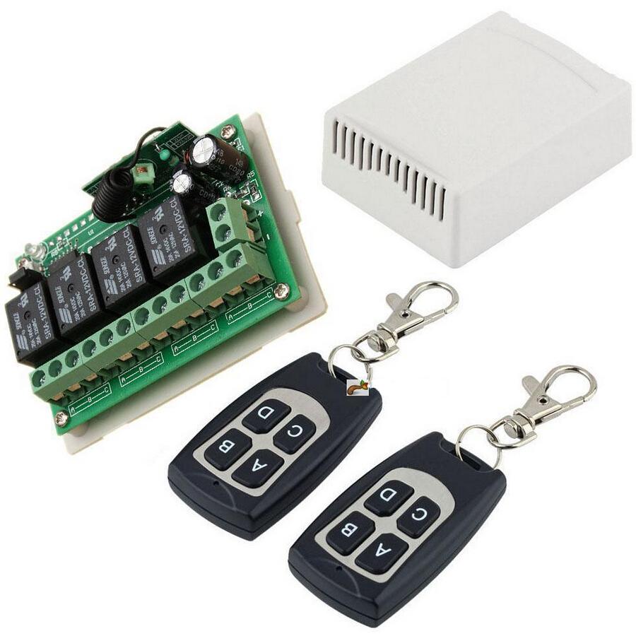 Kit receptor (interior) 433mhz y 2 mandos universales 6~30vdc/4ch