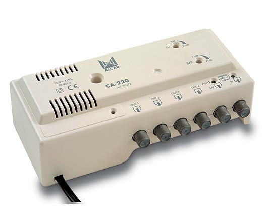 Central amplificadora tv+fi, 4 salidas, 24 vdc alcad ca-220