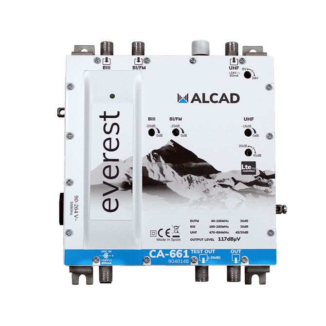 Amplificador uhf-biii-bi/fm, lte700, everest alcad ca-661